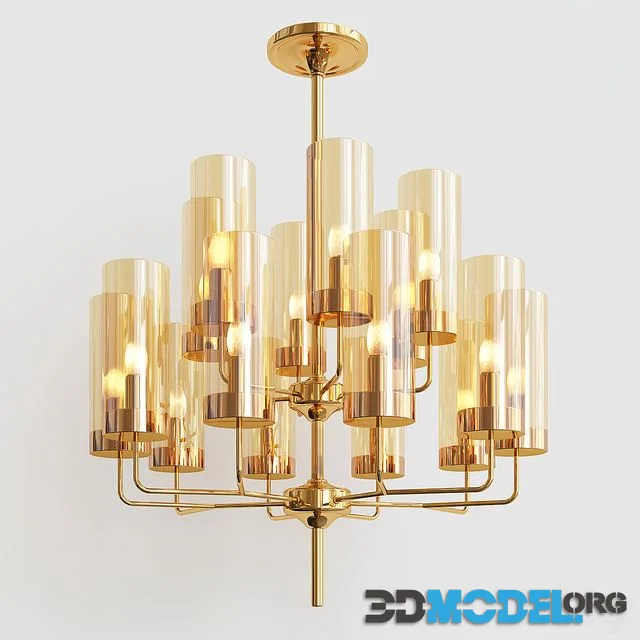 Hans-Agne Jakobsson Ceiling Lamp in Brass and Blue Original Glass_3
