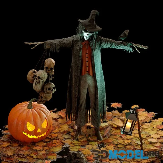 Helloween decorative set with Scarecrow