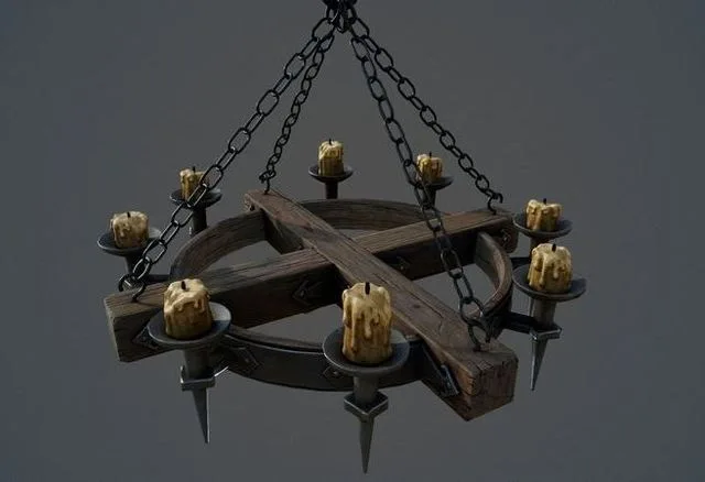 Medieval Chandelier Low-poly (PBR)