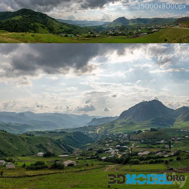 Mountain village. Panorama 35k