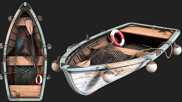 Old Paddle Boat Low-poly (PBR)