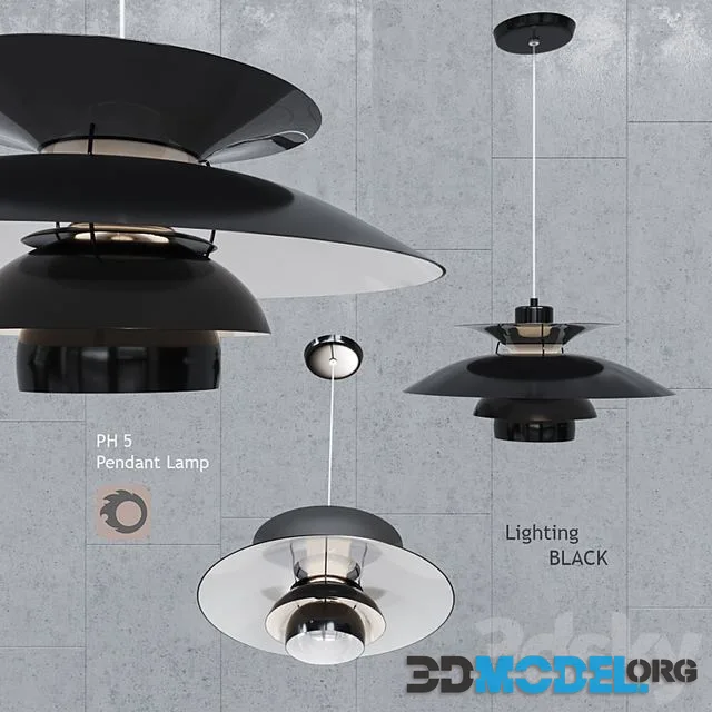 Pendant lamp Louis Poulsen PH5 Black Pendant Lamp