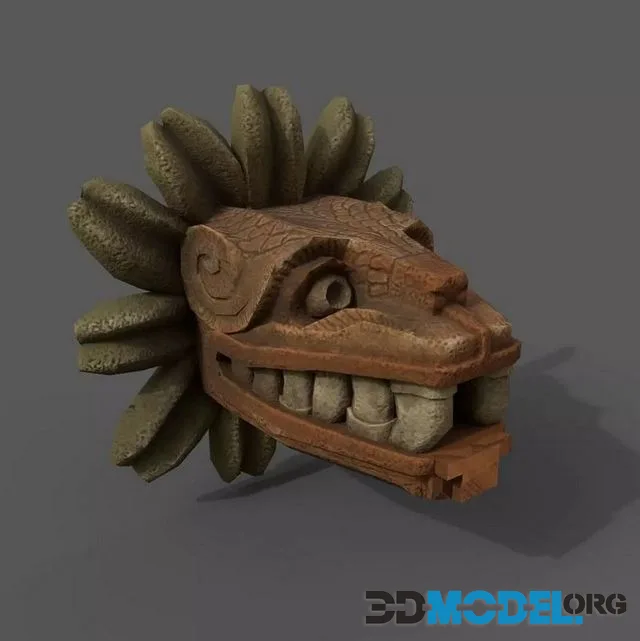 Quetzalcoatl wooden mask Low-poly (PBR)