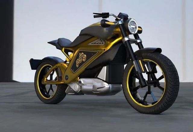 Realistic Electric Motorcycle – Gold Edition – Low-poly (PBR)