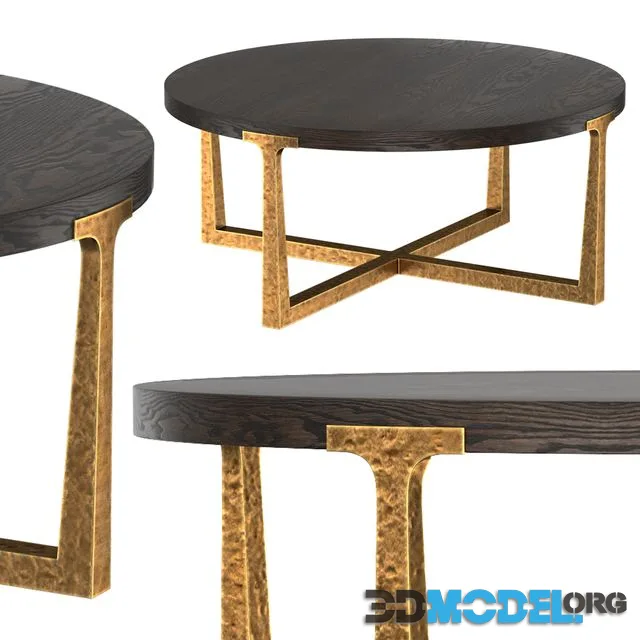 RESTORATION HARDWARE T-BRACE ROUND COFFEE TABLE