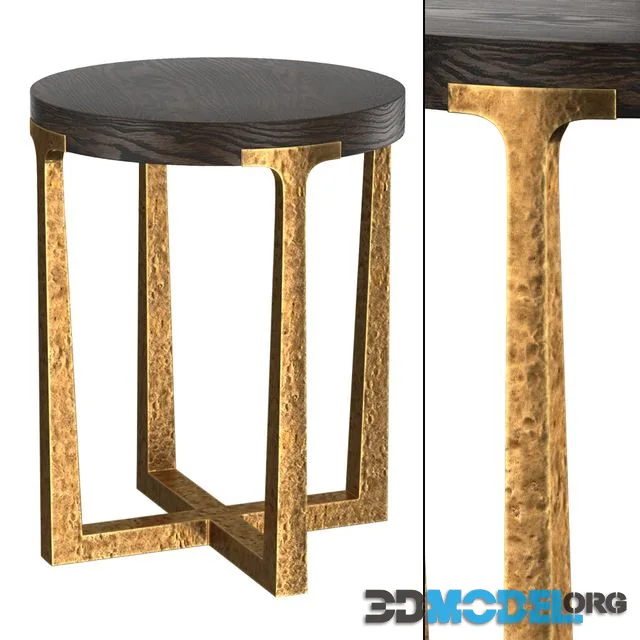 RESTORATION HARDWARE T-BRACE ROUND SIDE TABLE