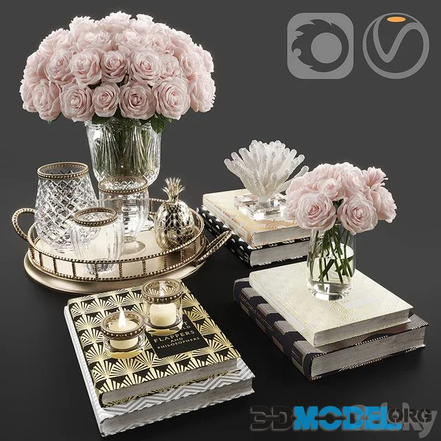 Rose and crystal vase decoration set 11