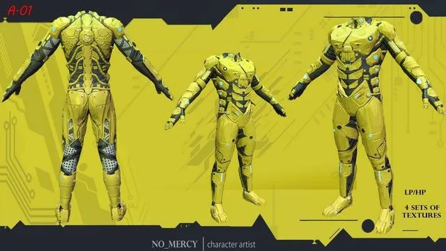 Sci Fi Cyberpunk Male Suit Low-poly (PBR)