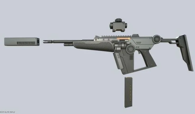 Sci fi elite rifle Low-poly (PBR)