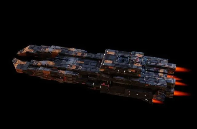 Spaceship with flames Low-poly (PBR)