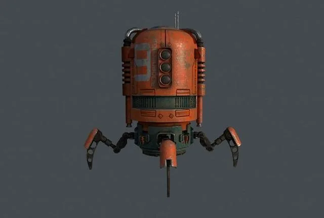 Spider Bot with four robotic Limbs Low-poly (PBR)