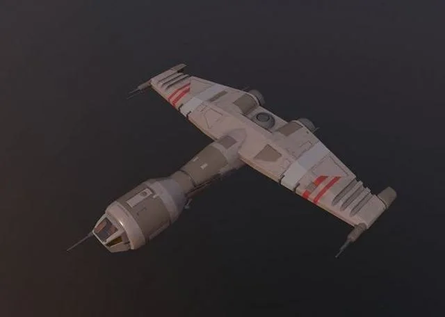 Starship T star wars fighter jet Low-poly (PBR)