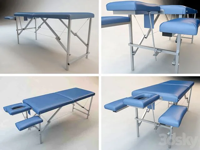 Stationary massage table with adjustable headrest and armrests