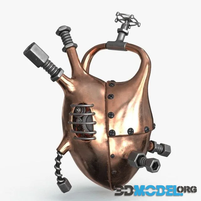 Steampunk Mechanical Heart Low-poly (PBR)