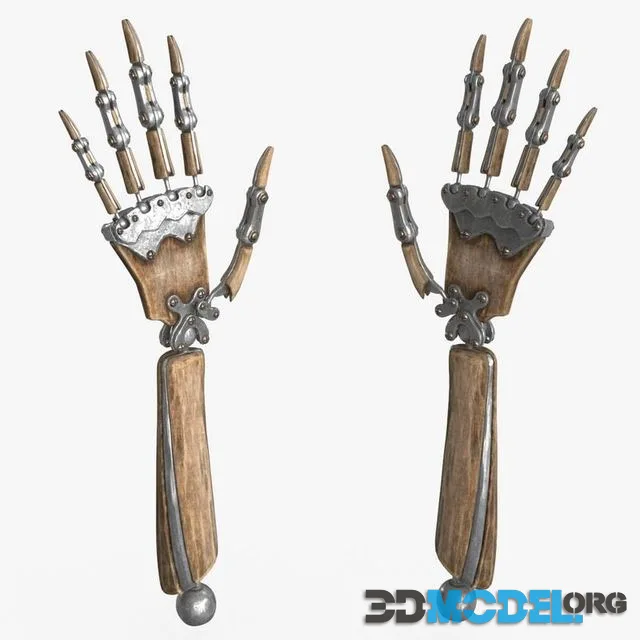 Steampunk Mechanical Robot Hand Rig Low-poly (PBR)