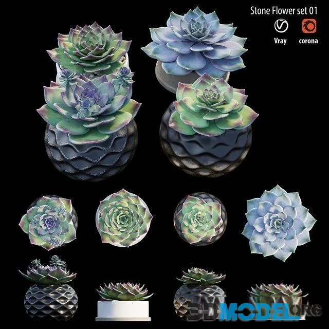 Stone flower set 01