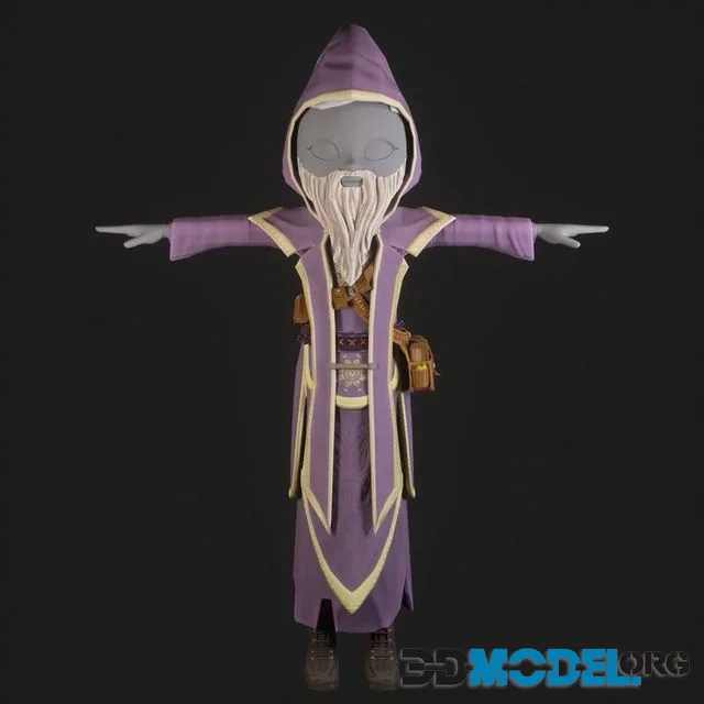 Stylized Wizard Low-poly (PBR)