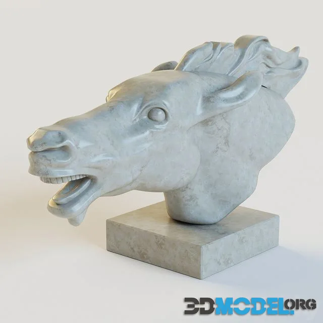 The decorative stone horse head