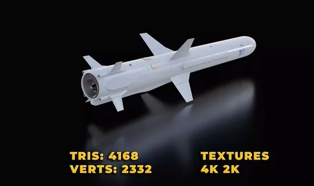 Ukrainian subsonic cruise missile R 360 Neptune Low-poly (PBR)