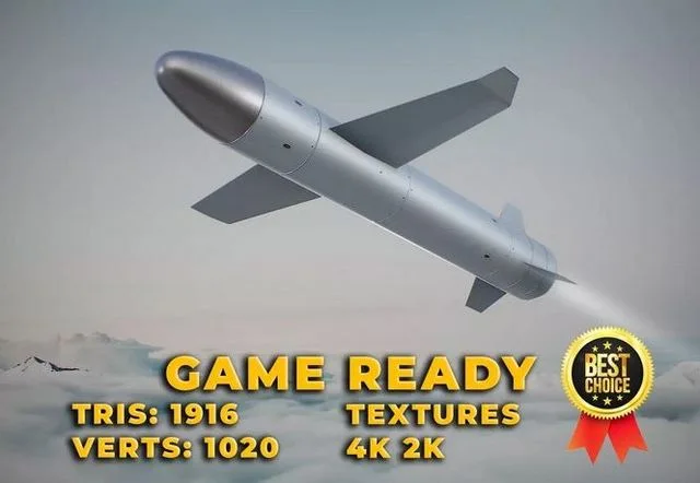 Ukrainian turbojet drone missile Palianytsia Low-poly (PBR)