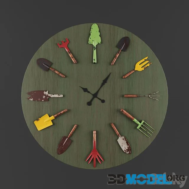 wall clock (MDF, metal) 91.8 cm x 7 cm
