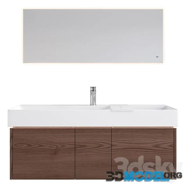 Wall Hung Cabinet with Sink GRANDE and Mirror VETRATA
