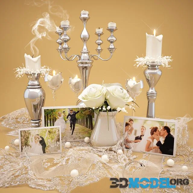 Wedding decorations with roses and candles