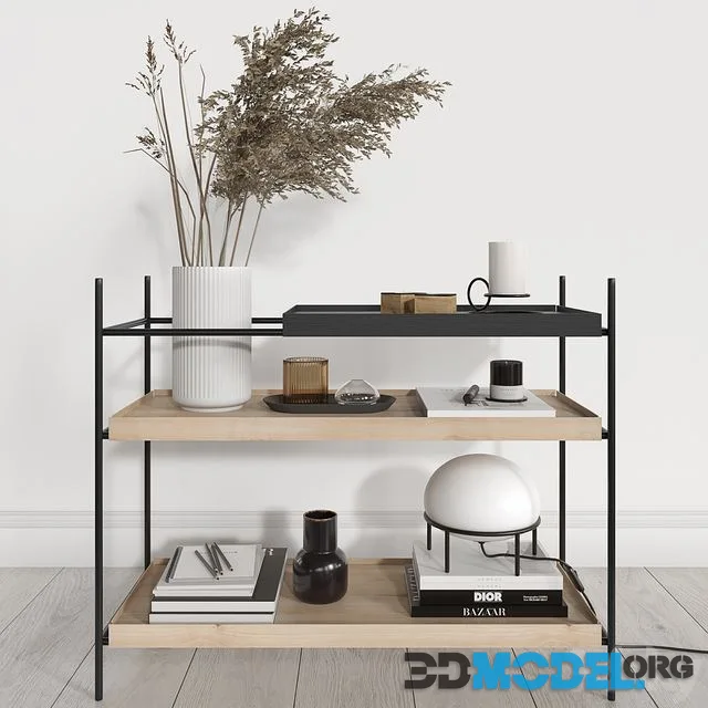 Woud Shelves with Decorative Filling