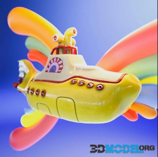 Yellow Submarine Low-poly (PBR)