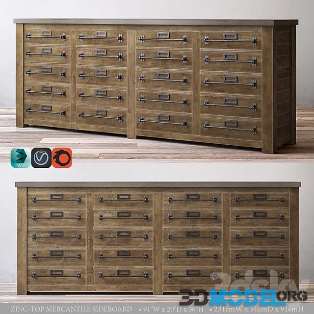 ZINC-TOP MERCANTILE SIDEBOARD