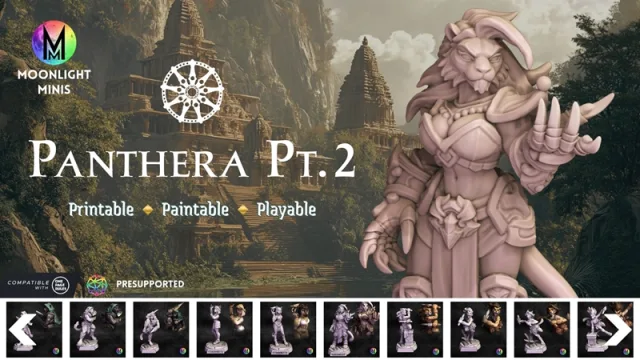 Moonlight Minis - Panthera Catfolk Bundle Part 2 July 2025 – Printable