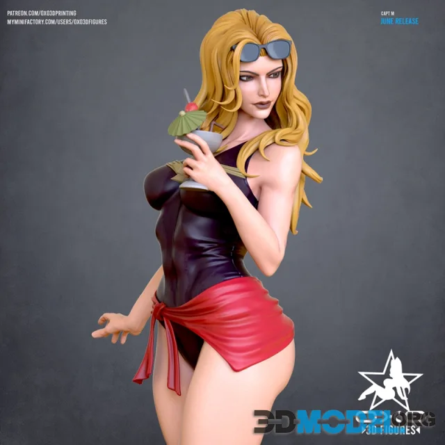 OXO3D - Captain M Swimsuit Tabletop Miniature Figure – Printable