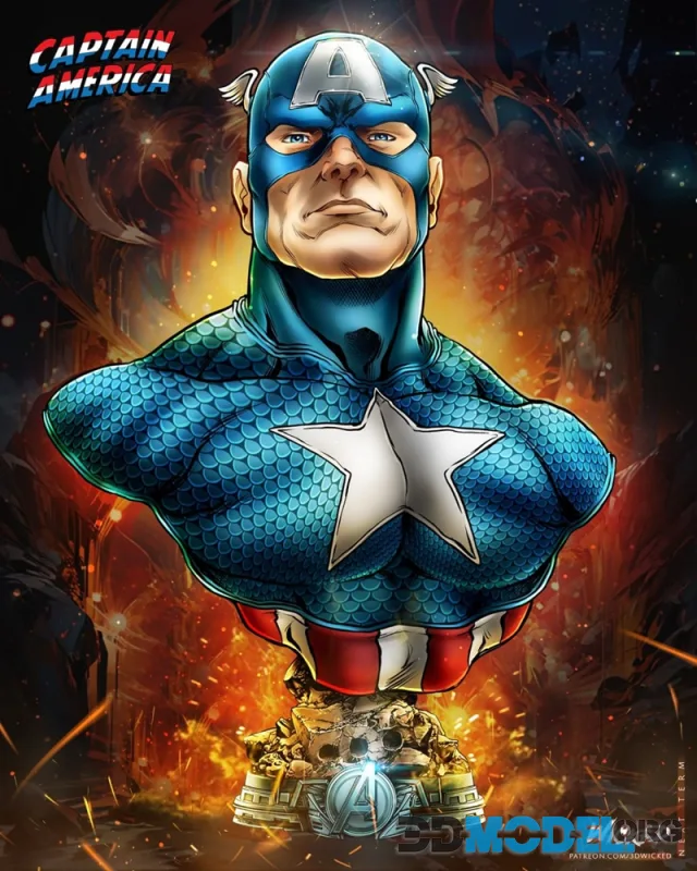 Wicked - Captain America Portrait Bust – Printable