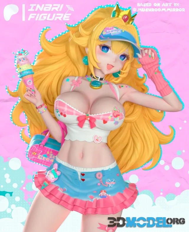 Inari Figure - Princess Peach (Pink Ice Cream) - Mario Bros – Printable