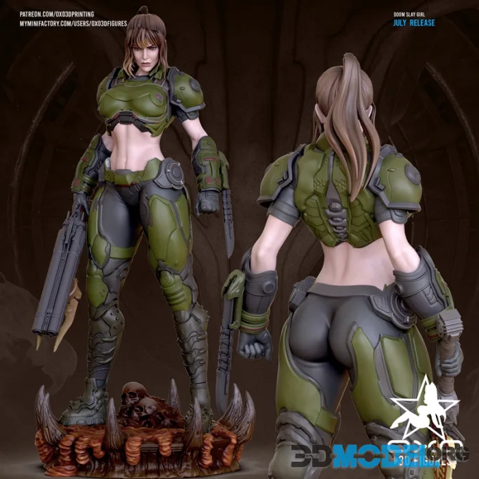 OXO3D - Doom Slay Girl Tabletop Miniature – Printable
