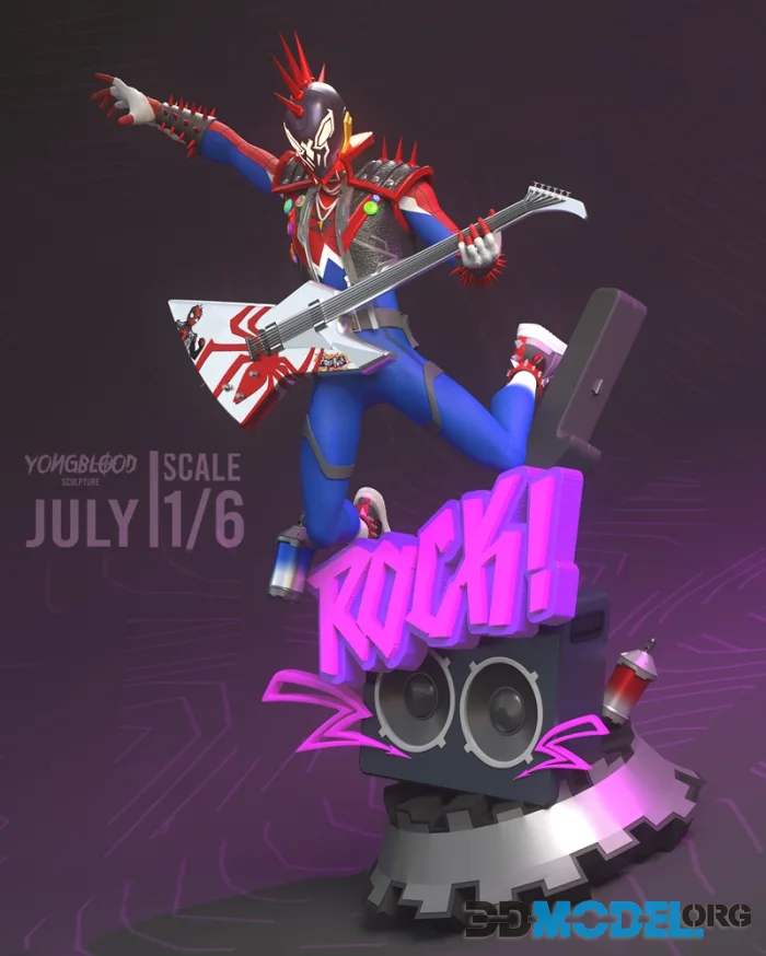 Yongblood Sculpture - SpiderPunk 2099 - Marvel Comics – Printable