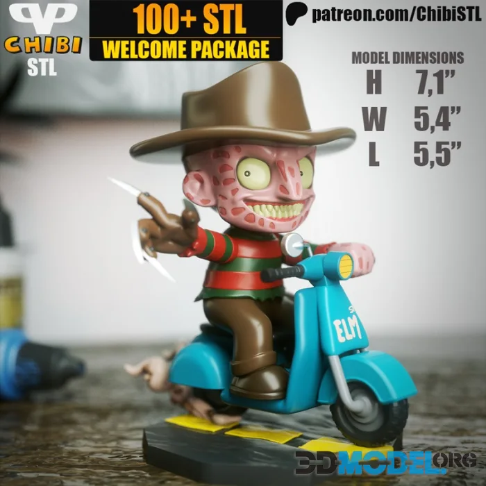 Freddy Krueger Chibi on Vespa – Printable