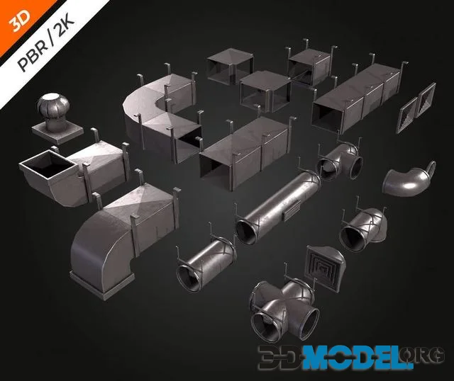 Air Pipes Vents Low-poly (PBR)