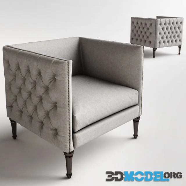 Aldridge Jeremy Burton Pine Adelle Parisian Maxim Nail Button Tufted Armchair
