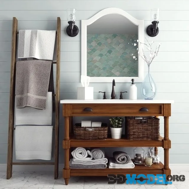 BATHROOM SET with decorative staircase