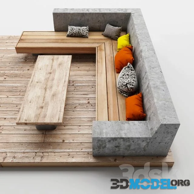 bench with pillows (for outdoor)
