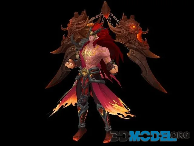 Berserker Flame Warrior Low-poly (PBR)