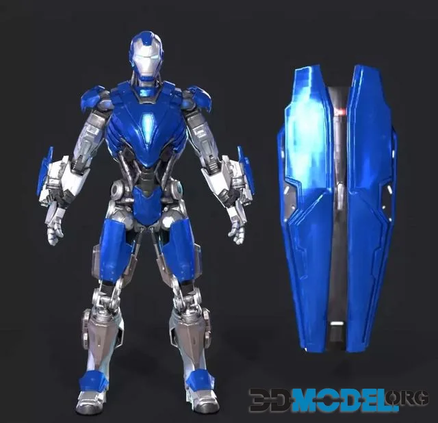 Blue Iron Man Low-poly (PBR)