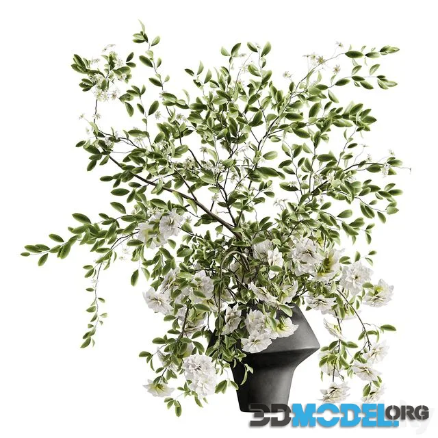 bouquet of twigs inserted into a clay pot 02