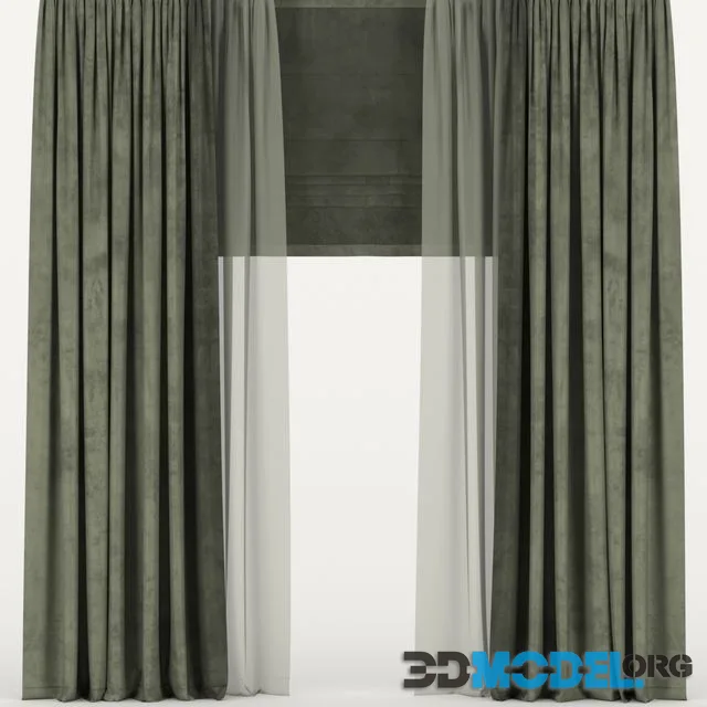 Brown curtains with tulle and roman blinds