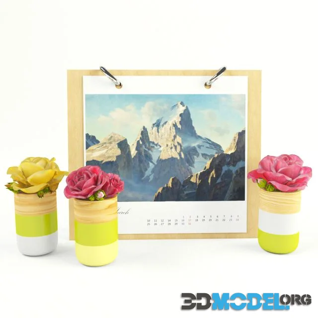 Calendar with flowers