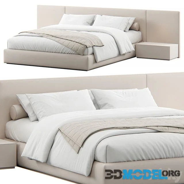Contemporary Upholstered Headboard Bed