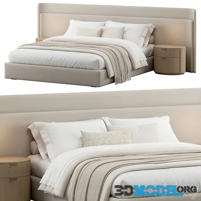 Contemporary Upholstered Rounded Headboard Bed