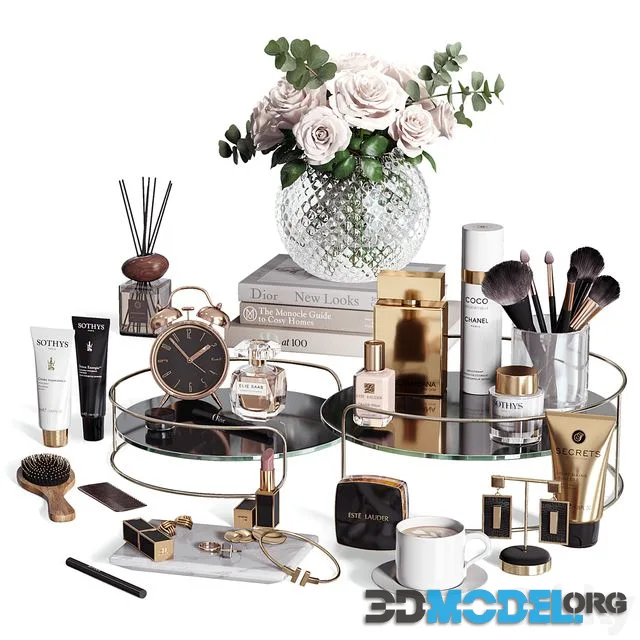 Cosmetic set with a bouquet of roses
