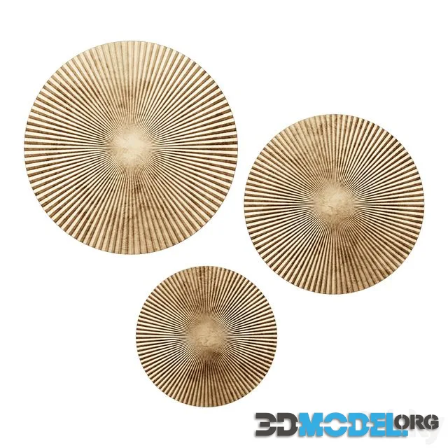 CosmoLiving Wall Panel By Cosmopolitan Wood Contemporary Wall Decor - Set Of 3 - Gold